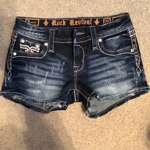 rock revival denim shorts